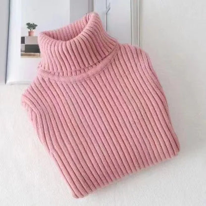 Fashion Baby Girls Winter Turtleneck Knitted Sweaters Clothes Autumn Children Boys Pullover Kids Knitwear Versatile