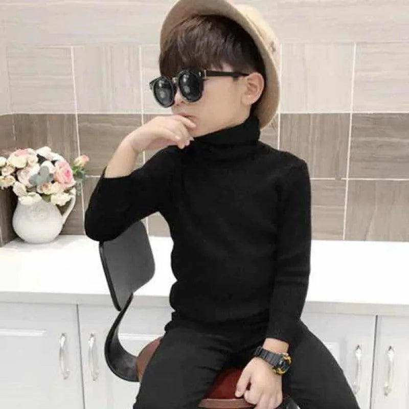 Fashion Baby Girls Winter Turtleneck Knitted Sweaters Clothes Autumn Children Boys Pullover Kids Knitwear Versatile