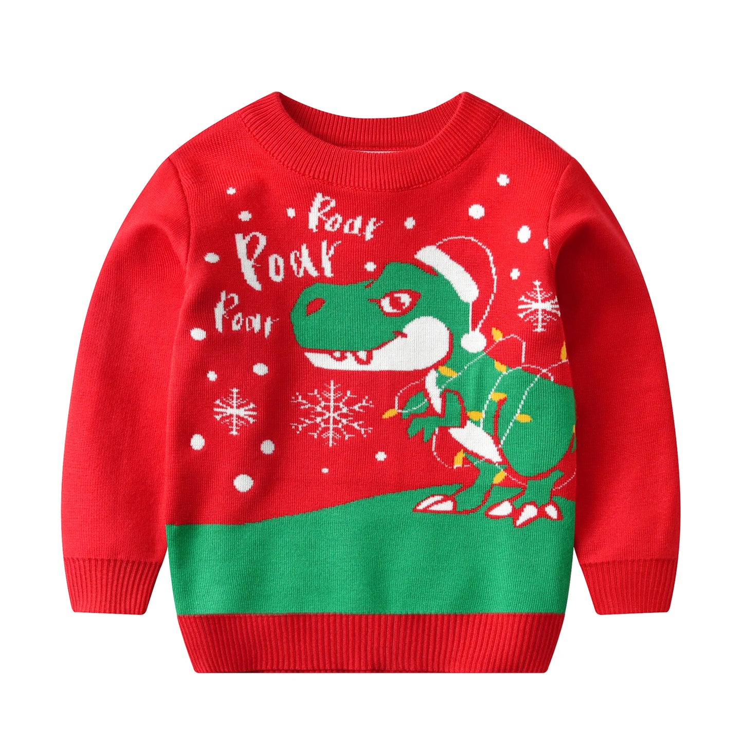 Cute style Christmas dinosaur sweater knitted pullover suitable for boys and children, suitable for festivals, daily life, sprin