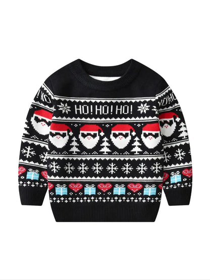 Cute style Christmas dinosaur sweater knitted pullover suitable for boys and children, suitable for festivals, daily life, sprin