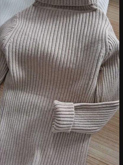 Fashion Baby Girls Winter Turtleneck Knitted Sweaters Clothes Autumn Children Boys Pullover Kids Knitwear Versatile